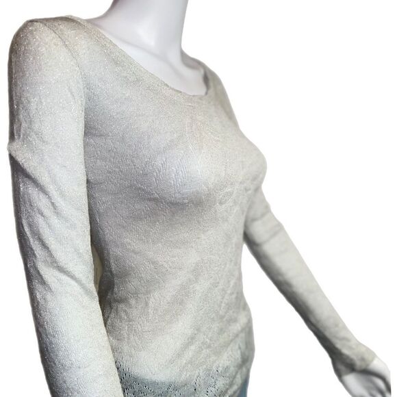 Express Silver Wool Blend Sheer Sweater - Picture 5 of 11